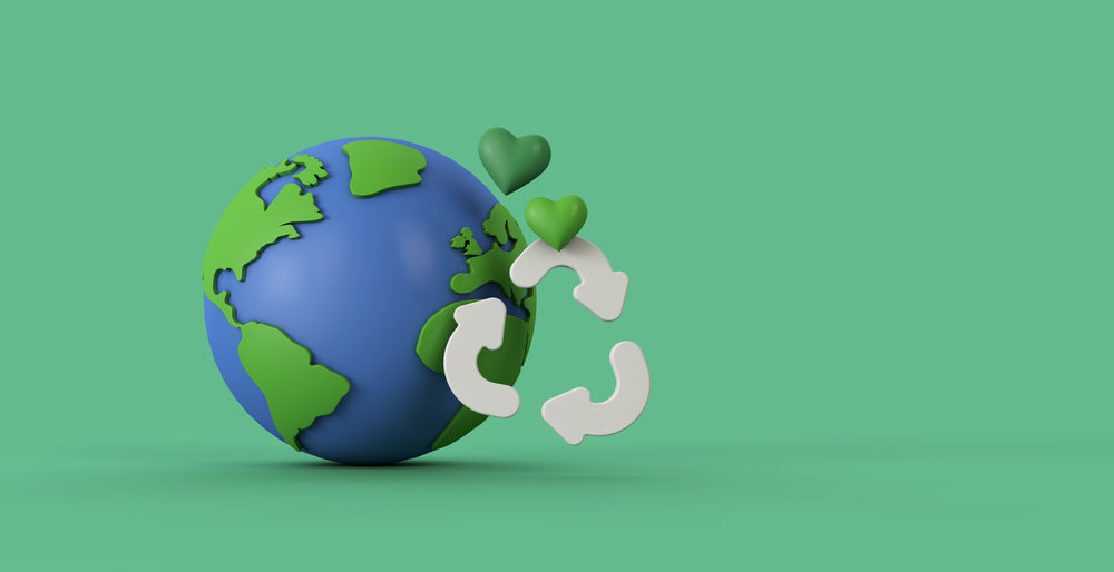 cartoon globe with recycling symbol