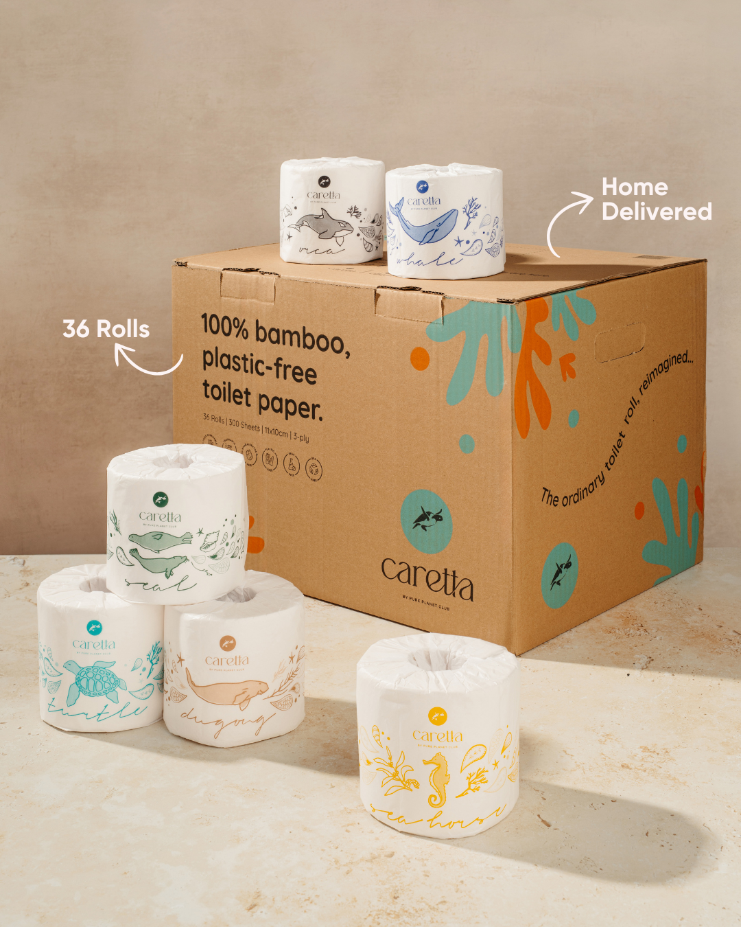 Caretta - 100% Bamboo 3-Ply Toilet Paper (36 Rolls)